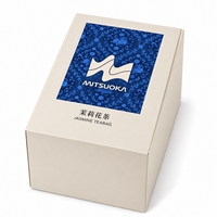 Wholesale Custom Printed White Paperboard Tea Box with Blue Floral Design and Logo for Jasmine Tea Bag Retail Packaging