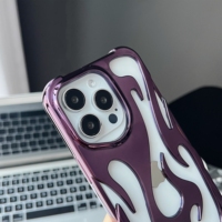 Coque de luxe en TPU creux à dissipation thermique pour 11-16 Pro Max, design électroplaqué effet flamme, antichoc, style Ins, 10 couleurs