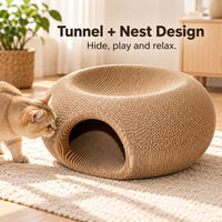Tunnel pour chat en carton ondulé ovale, lit griffoir, nid pour chat en papier plié, meubles d'intérieur
