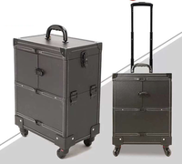 Valise à roulettes personnalisée en aluminium pour maquilleur, avec tiroir, grande capacité, résistante à l'eau, pour cosmétiques