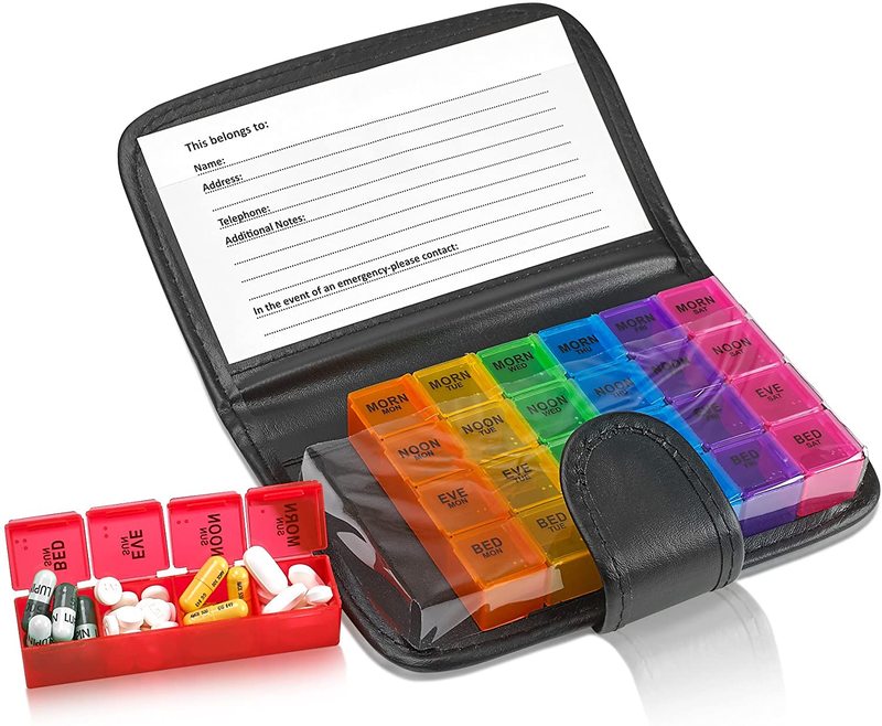 Prescription Medication Wallet Pill Box for