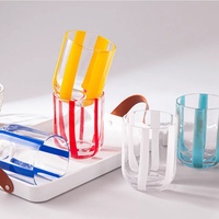 Verre à boire transparent à motif de dessin animé coloré, écologique, moderne, simple, pour la maison, sans poignée ni couvercle