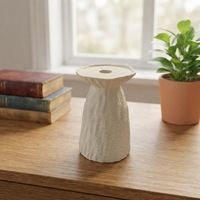 ARM LVG Portavelas de Cerámica Artesanal Estilo Toscano con Boca Ondulada, Borde Mate Beige Plegado, Tarro de Porcelana para Velas