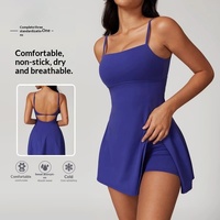 Jupe-short de sport légère anti-exposition à séchage rapide en nylon et élasthanne avec coussinet de poitrine intégré pour femme – Idéale pour le golf, le tennis et le yoga