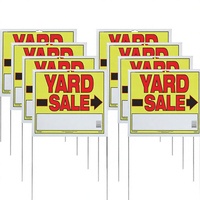 Panneaux de signalisation pour vente de jardin Sunburst Systems 3908, imprimés UV double face, épaisseur 3 mm, entièrement assemblés, avec piquet en U métallique, 22x14, lot de 10, jaune et rouge