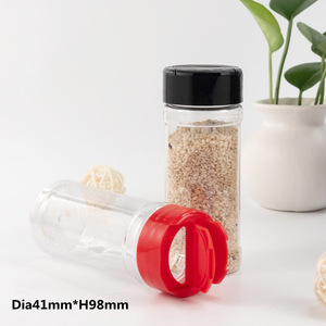 Bouteille d'assaisonnement en PET <span class=keywords><strong>de</strong></span> 100 ml en gros avec double bouchon à clapet, pot à épices transparent, récipient <span class=keywords><strong>de</strong></span> rangement <span class=keywords><strong>de</strong></span> cuisine pour poivre et sel - Product Image 3