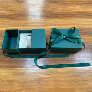 Caja de Regalo para Reloj de Una Sola Ranura, Estilo Vintage, Color Verde, con Lazo y Logotipo Personalizado, Apertura Doble, Venta al Por Mayor de Fábrica - Product Image 4