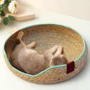 Coussin pour chat en rotin avec rembourrage en coton PP, tapis rafraîchissant toutes saisons pour animaux de compagnie, motif solide et durable pour chats - Product Image 2