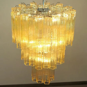 Facile installazione lampada a sospensione in vetro <span class=keywords><strong>giallo</strong></span> Murano <span class=keywords><strong>lampadario</strong></span> per soggiorno - Product Image 4