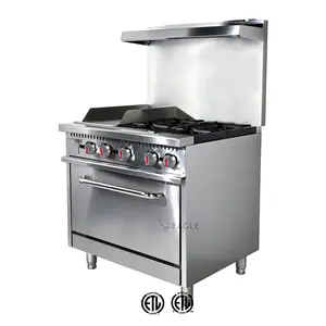 Eagle 36\" Commercial Gas Ran Stove American Type Open Hot Plates 4 Burners Oven ETL Approved Kitchen Machines Hotels