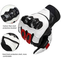 Gants de moto en cuir véritable, pour motocyclette, gantelets en cuir véritable, complet, blanc et rouge, pour randonnée à l'extérieur, 3mm, EVA plat