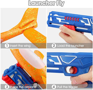 Jeu <span class=keywords><strong>de</strong></span> 3 lanceurs d'avion volant pour enfants, éclairage Led, <span class=keywords><strong>catapulte</strong></span>, mousse, planeur, avion, lancement, pistolet, vente en gros - Product Image 5