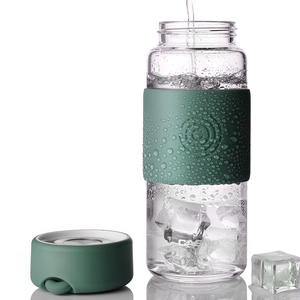Bouteille en verre borosilicate haute résistance anti-fuite avec manchon en silicone 400 ml – Minimaliste, écologique, pour camping et voyage - Product Image 6