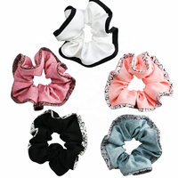Daou 12cm Scrunchies pliables personnalisés de couleur unie, accessoires capillaires de beauté durables de haute qualité avec motif cœur pour femmes