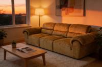 Canapé Modulaire Premium Moderne Doré Bouclé Compressé Sous Vide Taille Personnalisée pour Projets Hôteliers, Appartements et Ateliers