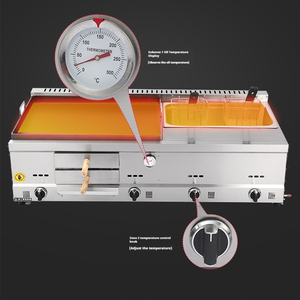 Plancha à <span class=keywords><strong>gaz</strong></span>/électrique pour la transformation des aliments, plancha à <span class=keywords><strong>gaz</strong></span> en acier inoxydable pour comptoir avec <span class=keywords><strong>plaque</strong></span> chauffante en fonte et friteuse - Product Image 2