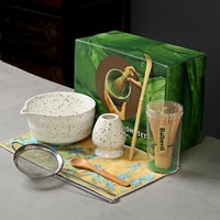 Bol à matcha en céramique et fouet mélangeur Chasen, design moderne et simple, ensemble à thé