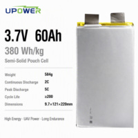 Power Energy ULi 3.7V 60Ah 380Wh/kg 5C Sel Lithium-ion Semi-solid State Berdensitas Tinggi untuk Pengosongan Daya UAV FPV EVTOL Drone