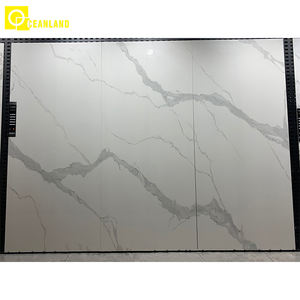 Mur de salon blanc marbre surface lisse céramique brillante porcelaine quartz dalle carreaux pierre frittée grandes dalles - Product Image 3