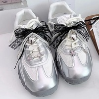 Breloques de lacets de chaussures tendance avec perles, pompons, strass, étiquettes métalliques, clips pour chaussures, ruban perlé, nœud, accessoires pour baskets, breloques de lacets de chaussures Y2K