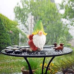 Statue de nain de jardin mignon Pluviomètre Collection de cour extérieure avec attrape-pluie décoratif Tube porche Patio pelouse ornement décor - Product Image 6