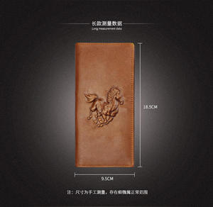 Andong Genuine Cow Leather Long <b>Wallets</b> for <b>Men</b> Boys <b>Wallet</b> Vintage Embossed Horse Grain Purse Pocket Purses <b>Card</b> Holder Bag - Product Image 2
