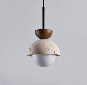 Lampe à <span class=keywords><strong>suspension</strong></span> moderne en béton pour l'intérieur Abat-jour globe en bois avec cordon réglable Lampe à <span class=keywords><strong>suspension</strong></span> suspendue en <span class=keywords><strong>terrazzo</strong></span> pour la maison - Product Image 5