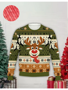 <span class=keywords><strong>Pull</strong></span>-over d'hiver pour homme, personnalisé, respirant, anti-plis, en tricot jacquard à imprimé animal, à manches longues, style décontracté et festif <span class=keywords><strong>de</strong></span> Noël - Product Image 1