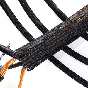JDD braided cable management wrap sleeve flame retardant polyester expandable sleeving