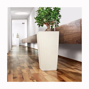 Home Square Creative Macetas Pots de fleurs en plastique modernes en rotin blanc bon marché <span class=keywords><strong>pour</strong></span> <span class=keywords><strong>balcon</strong></span> de jardin intérieur et extérieur - Product Image 1