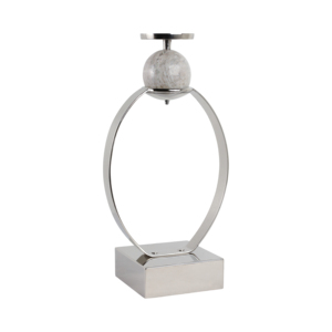 Sculptural Candle Holder With Marble Sphere Accent Elegant Pillar <b>Candlestick</b> For Table Centerpiece Or Entryway Decor - Product Image 2