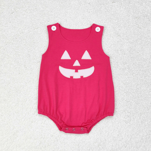Wholesale Girls Sleeveless Cotton Pumpkin Applique Dress and <b>Bubble</b> Romper Autumn Outfit for Children - Product Image 3