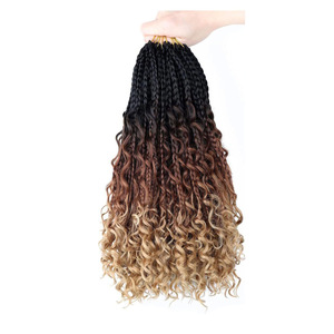 Extensiones de Cabello Sintético Pre-Enlazadas Estilo Boho Box Braids con Puntas Rizadas Teñidas, Fibra Resistente a Altas Temperaturas, Venta Directa de Fábrica al por Mayor - Product Image 5