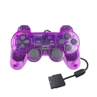 Manette de Jeu Filaire Transparente pour PS2, Joystick Manette Claire avec Moteur de Vibration Compatible PC