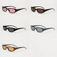 LBAshades JS-2613S Y2K Lunettes de soleil rectangulaires étroites, monture intégrale, style cyberpunk, protection UV400 pour adultes, activités de plein air