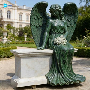 Escultura <span class=keywords><strong>de</strong></span> Ángel <span class=keywords><strong>de</strong></span> Mármol Blanco Hecha a Mano y Personalizable, <span class=keywords><strong>Monumento</strong></span> para Cementerios y Memoriales <span class=keywords><strong>de</strong></span> Villas - Product Image 2