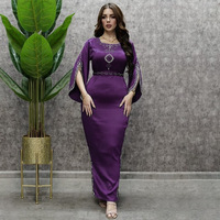 Robes ajustées à la taille, style arabe élégant, avec strass thermocollés, ourlet crayon fendu et manches trois-quarts, pour le Moyen-Orient