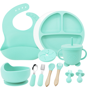 Juego de Platos y Cubiertos de Silicona de Grado Alimenticio, Libres de BPA, con Plato de Succión, Tenedor y Cuchara para Bebés, Diseño Minimalista Personalizado - Product Image 3