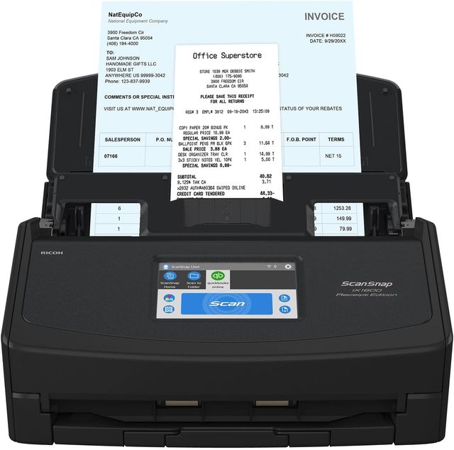 Fujitsu IX1600 Wireless ScanSnap Receipt Edition Color Black Invoice Document Scanner USB A3 Mac PC Works ADF Scanning in Stock