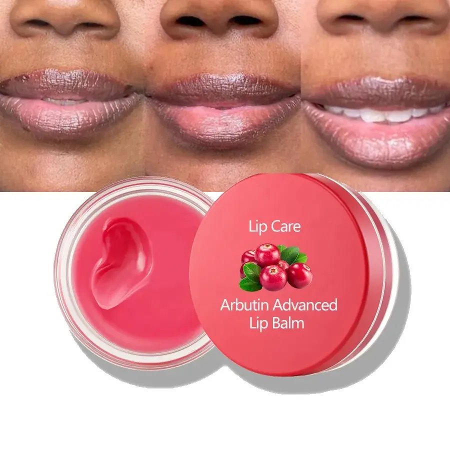 Custom Permanent Pink Lip Treatment Lightening Cream Sunscreen Lips Care With Arbutin Vitamin E Bleaching Lip Balm