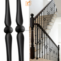 Poteau d'escalier en métal forgé noir de 14 mm au design moderne, balustre solide en fer forgé pour rampe d'escalier intérieure en bois et en fer