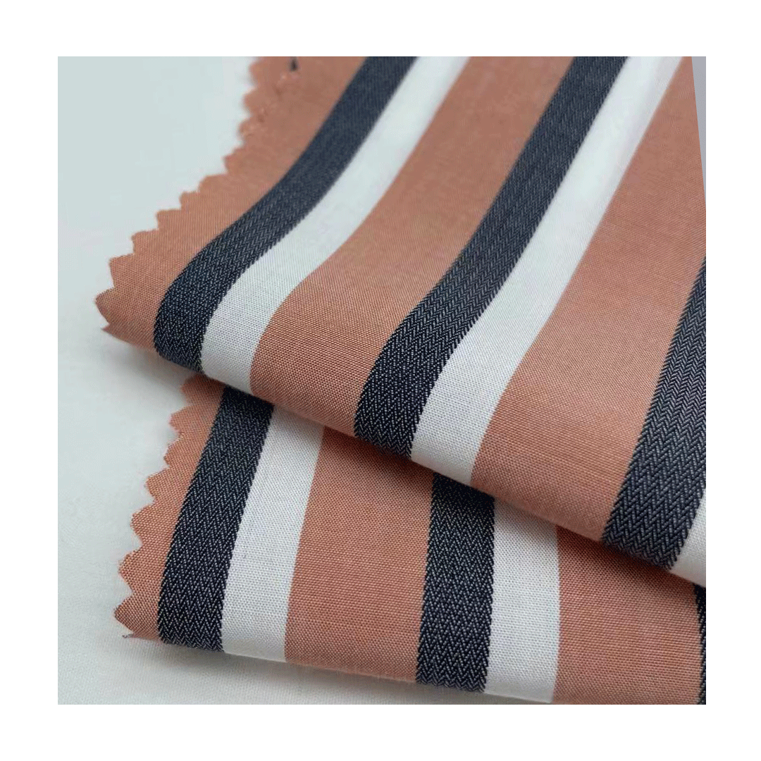 Оптовая продажа, 35% хлопок, 65% пряжа, окрашенная в полоску, мягкая ткань для рубашек