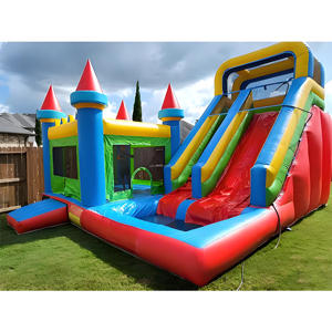 Tùy chỉnh cầu vồng Bền PVC lớn không khí thư bị trả lại nhảy lâu đài Inflatable trẻ em combo sân chơi với trượt bên cho thuê - Product Image 1