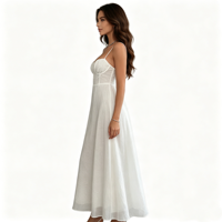 Robe longue décontractée d'été sans manches coupe trapèze pour femme, grande taille, personnalisée, blanche