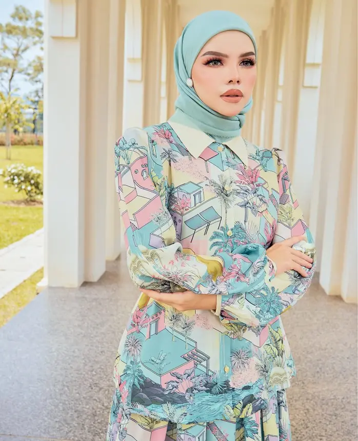 Factory Price Malaysia Baju Kurung Muslim Dress Abaya with Puff Printing Wholesale from Manufacturer