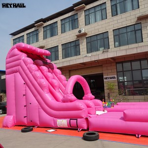 Tobogán Acuático Inflable Grande Color Rosa Intenso, Tobogán Inflable de PVC Resistente <span class=keywords><strong>con</strong></span> Piscina para Niñas, Diversión al Aire Libre para el Verano - Product Image 5