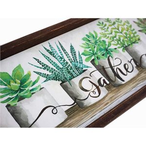 Letrero Decorativo de Pared con Marco de Madera Inspirador de Cindy Jacobs, Colección Gather Succulent Pots de PARISLOFT, 19.3 x 1.2 x 7.3 pulgadas (G - Product Image 4