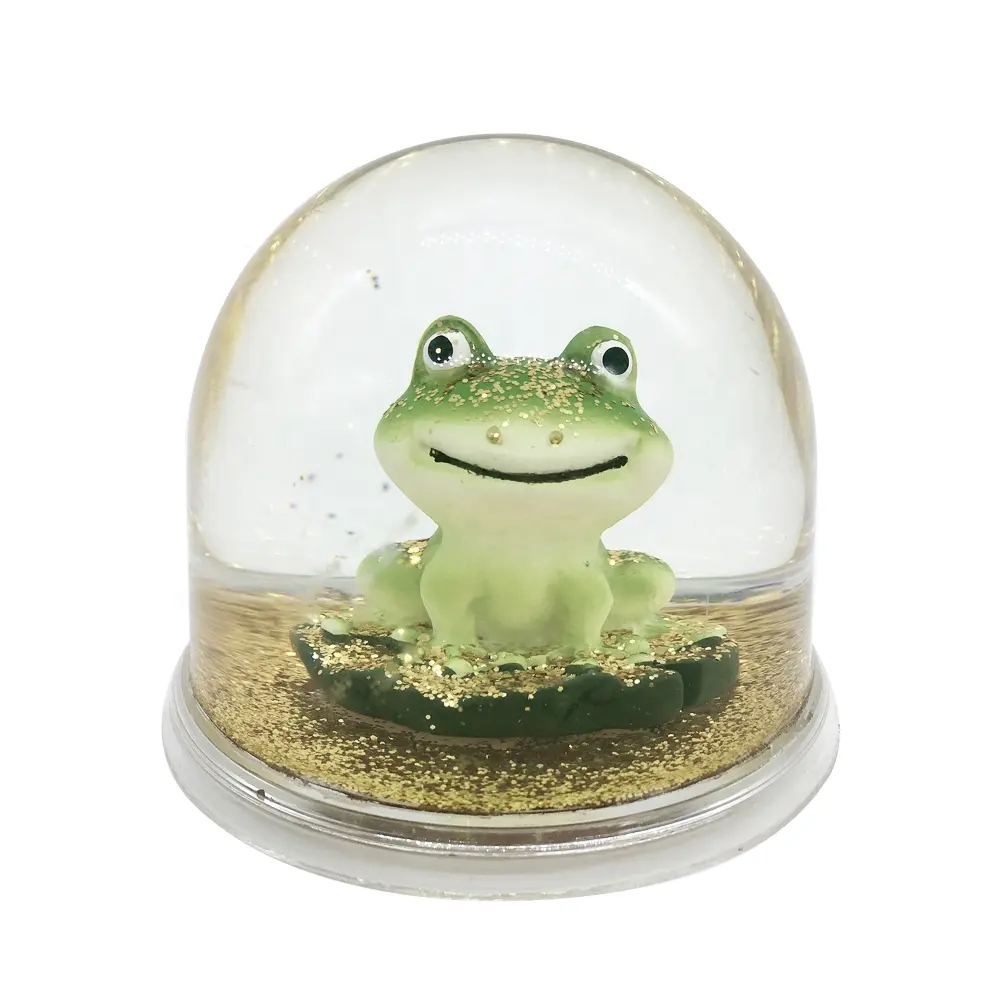 Résine intérieure personnalisée en forme de grenouille, boule de neige en acrylique, dôme de neige en plastique, boule de neige