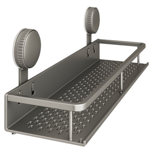 <b>Bathroom</b> Storage Rack Suction Mounted 118mm Depth With <b>Hook</b> And Towel Bar For Sink Shelf - Product Image 2