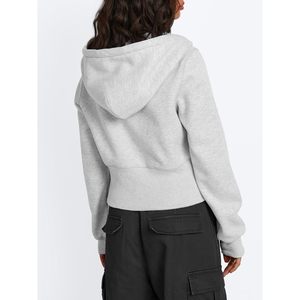 À la mode 2024 automne/hiver mode reine femmes fermeture éclair sweat à capuche court avec manches longues Y2K hiver sweats vestes - Product Image 2